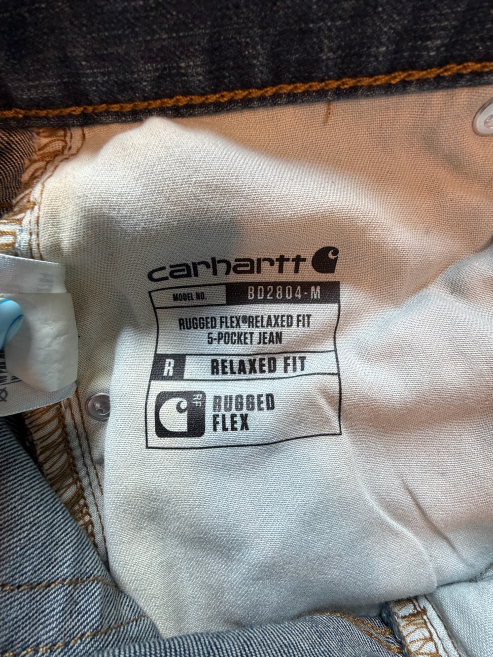 Men's Carhartt Rugged Flex Relaxed Fit Dark Blue Denim Jeans Sz 30x32 - Picture 4 of 11